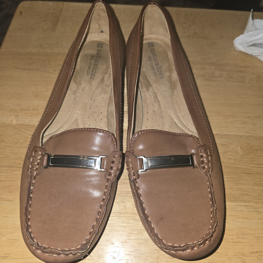 Naturalizer N5 Womens Classic Brown Leather Loafers - Suede - Size 7.5 - Good
